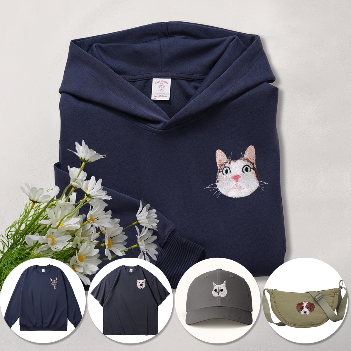 Custom Embroidered Pet Sweatshirts: Style for Your Furry Friend Hoodie / Sand