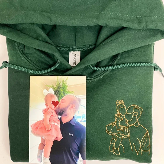 Personalized Embroidered Dad & Kids Photo Sweatshirt - Custom Gift for Dad, Papa