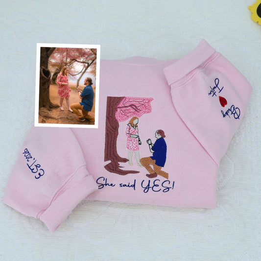 Anniversary Custom Picture Hoodies - Milestone Embroidered Photo Couples Sweatshirts Gift