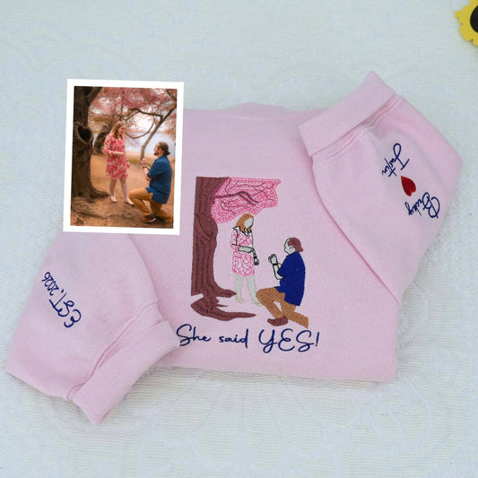 Anniversary Custom Picture Hoodies - Milestone Embroidered Photo Couples Sweatshirts Gift