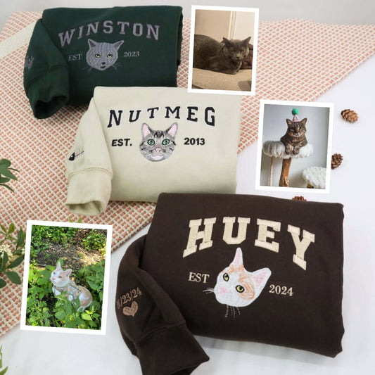 Cat Mom Custom Hoodies - Multi Pet Cat Face Embroidered Sweatshirts - Perfect Cat Lover Gift Ideas