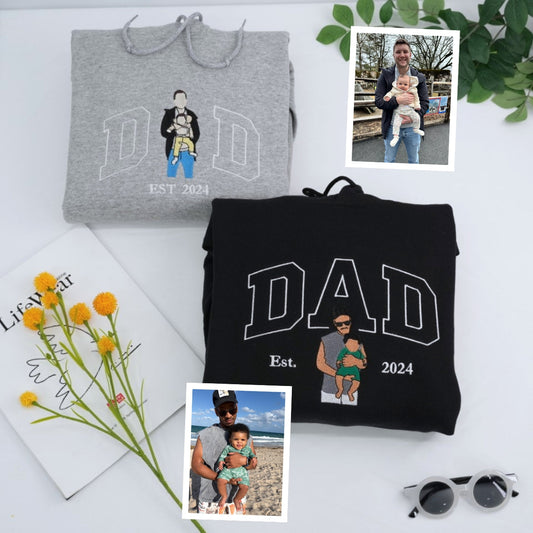 Cool Dad Custom Hoodies - New Father Embroidered Sweatshirts - Perfect First Father's Day Gift