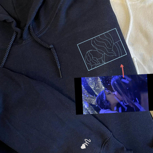 Custom Embroidered Couple Sweatshirts Hoodies, Personalized Portrait from Photo, Unique Gift Idea