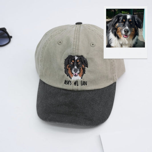Custom Dog Portrait Embroidered Cap - Pet Parent Personalized Dog Lover Accessory - Dog Mom Dad Gift