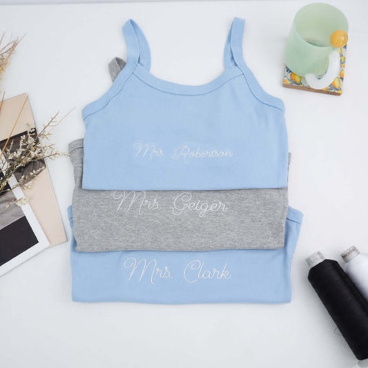 Custom Mrs Tank Top - Personalized Embroidered Wife Tank - Perfect Wedding Anniversary Valentine's Gift