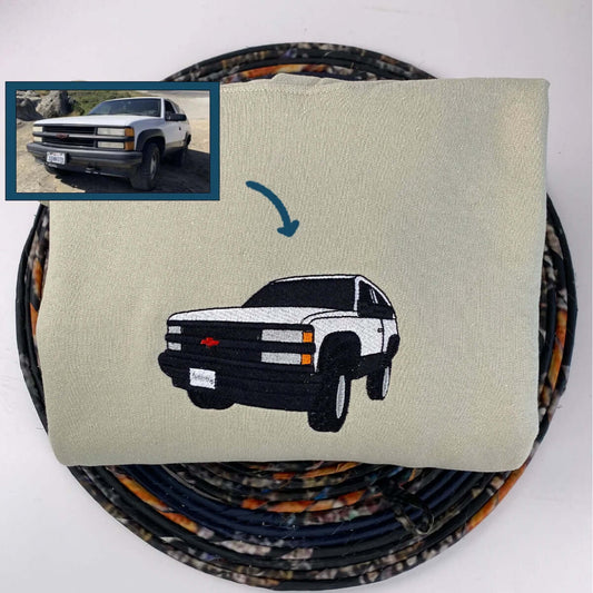 Custom Car Embroidered Hoodies - Vehicle Portrait Sweatshirts - Perfect Car Enthusiast Gift