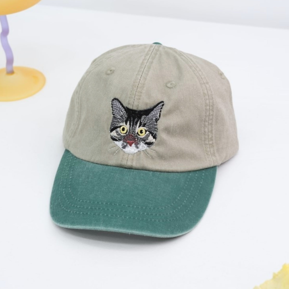 Custom Cat Face Embroidered Cap - Pet Parent Personalized Cat Name Accessory - Cat Mom Dad Gift