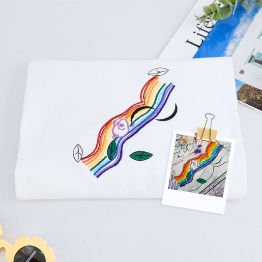 Custom Child Artwork Embroidered Sweatshirts - Kids Handwriting to Embroidery Hoodies - Perfect Family Keepsake Gift