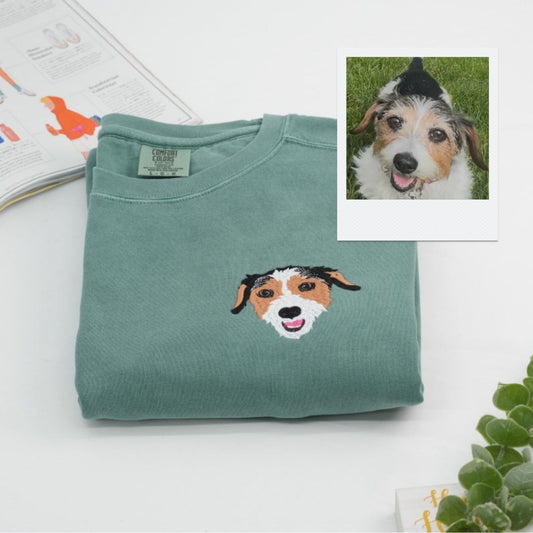 Custom Dog Portrait Sweatshirts - Dog Face Embroidered Hoodies - Personalized Pet Gift for Dog Lovers -Unique Dog Mom Dad Apparel
