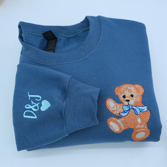 Custom Embroidered Cute Bear Matching Hoodies for Couples