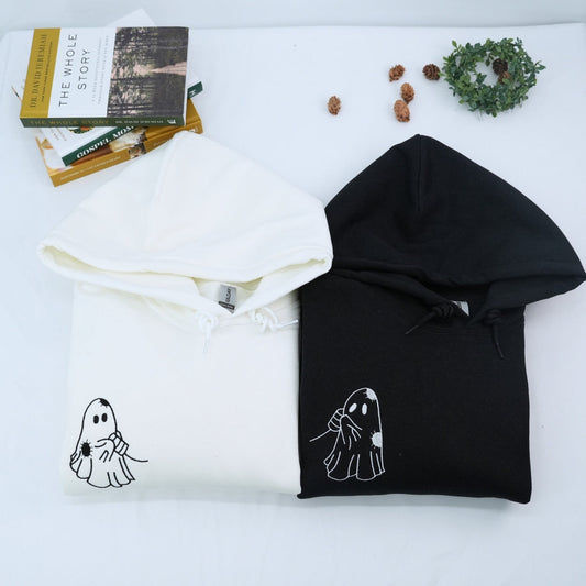 Custom Embroidered Cute Ghost Love Matching Hoodies for Couples