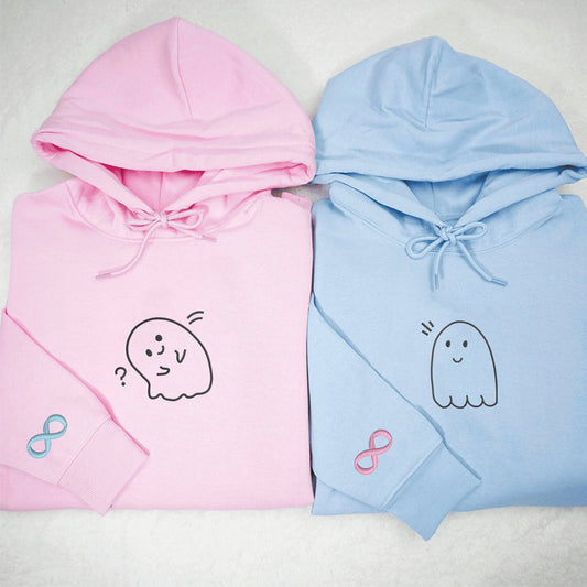 Custom Embroidered Cute Ghost Matching Hoodies for Couples