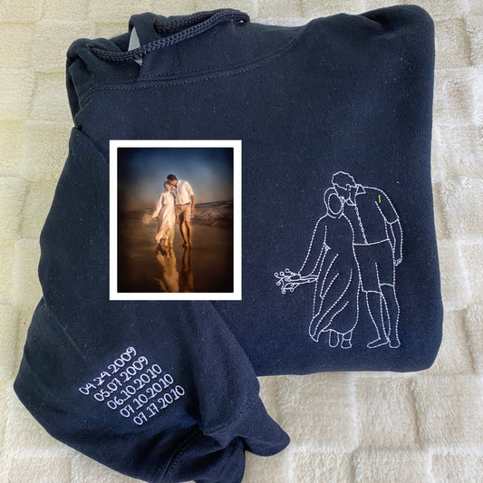 Custom Embroidered Portrait from Photo Sweatshirt, Couple Sweatshirts, Couples Portrait, Custom Photo Hoodie, Personalized Gift For Couple