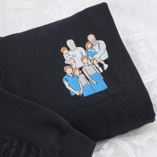 Custom Family Portrait Quarter-Zip - Full-Color Embroidered Family Sweatshirts - Perfect Family Gift