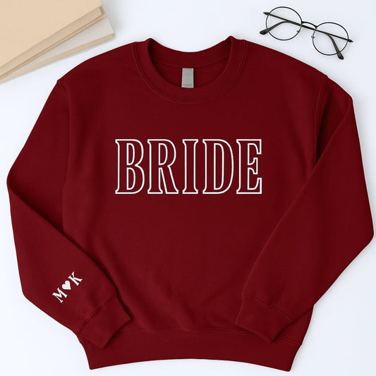 Custom Initials Bride Sweatshirt - Personalized Wedding Embroidered Apparel - Perfect Bridal Gift