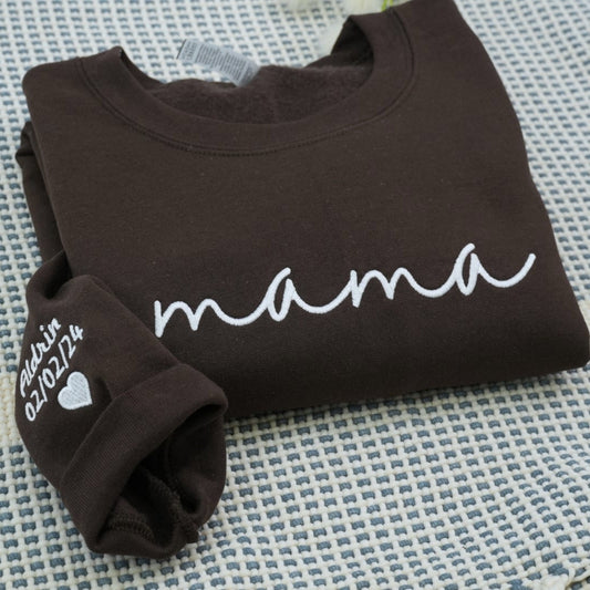 Custom Mama Sweatshirts - Script Embroidered Hoodies - Perfect Minimalist Mother Gift