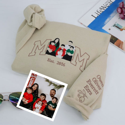 Custom Mom Hoodies - Mother Child Embroidered Sweatshirts - Perfect Motherhood Gift