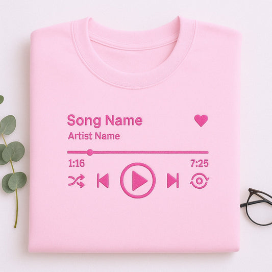 Custom Music Player Hoodies - Your Song Embroidered Sweatshirts - Music Lover Gift