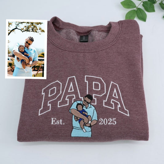 Custom Papa Hoodies - New Grandpa Embroidered Sweatshirts - Perfect Father's Day Gift