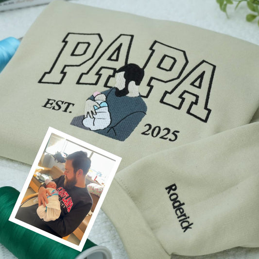 Custom Papa Hoodies - Grandpa Grandchild Embroidered Sweatshirts - Perfect New Grandpa Gift