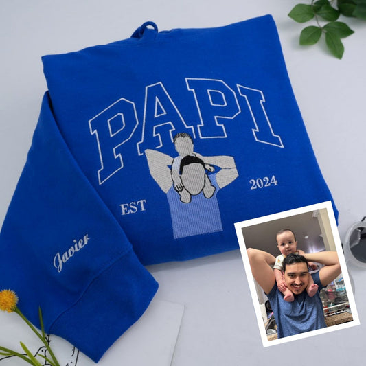Custom Papi Hoodies - Latino Father Embroidered Sweatshirts - Perfect Father's Day Gift