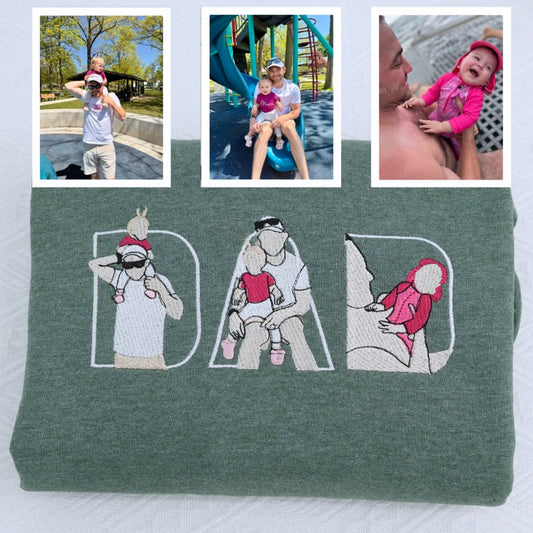 Custom Photo Dad Hoodies - Personal Family Moments Embroidered Sweatshirts - Perfect Father Memory Gift