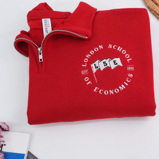 Custom School Logo Quarter-Zip Hoodies - Academic Embroidered Sweatshirts - Perfect Student Gift