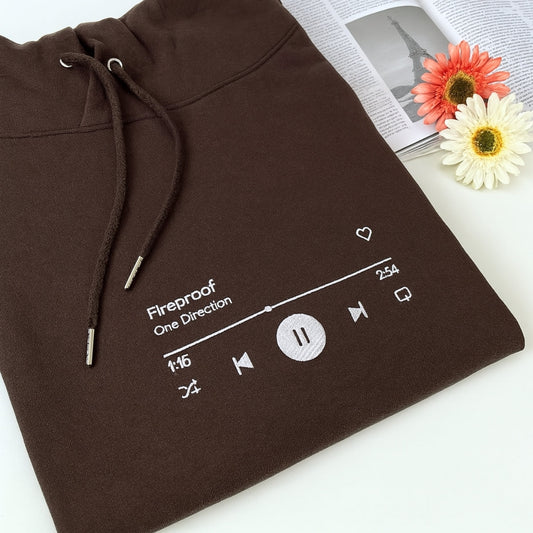 Custom Song Hoodies - Personalized Music Player Embroidered Sweatshirts - Perfect Music Lover Gift