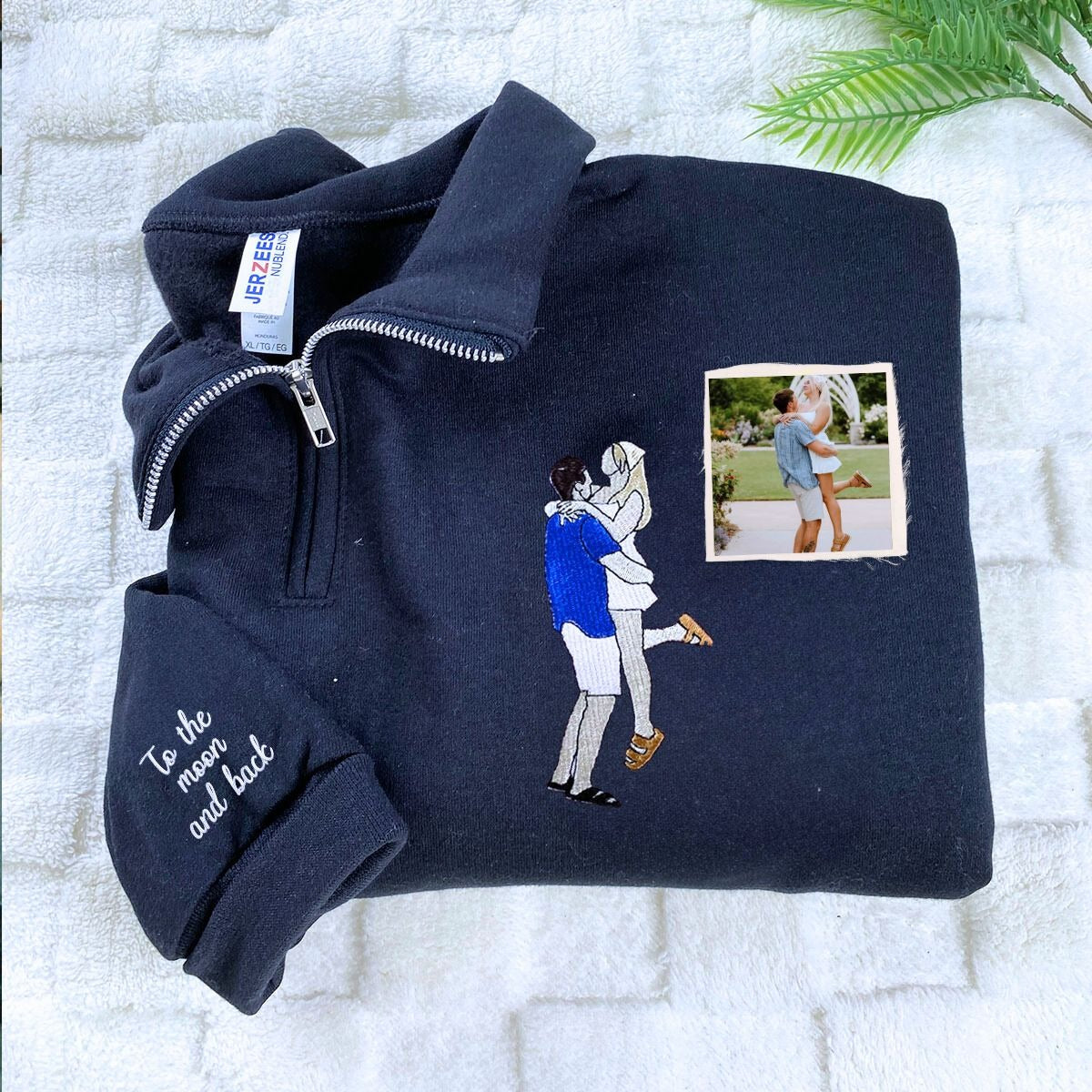 Matching Zip Up Hoodies or Sweatshirts, Custom Embroidered Anniversary Gifts For Couples
