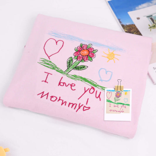 I Love You Mommy Embroidered Sweatshirts - Custom Child Handwriting Hoodies - Perfect Mother's Day Gift