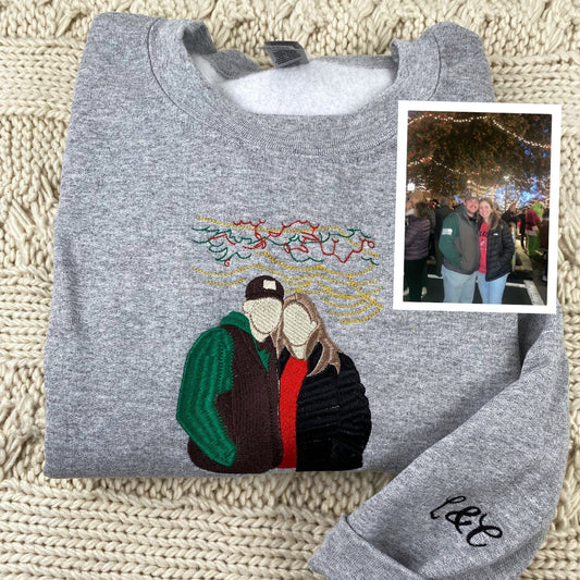 Matching Photo Embroidered Hoodies - Custom Couples Memory Sweatshirts - Perfect Anniversary Gift