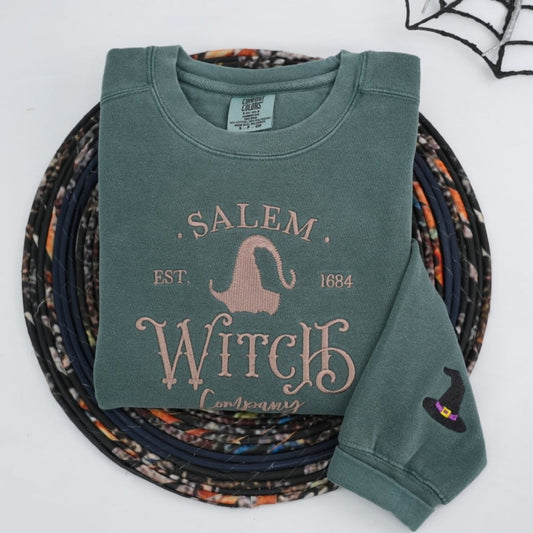 Salem Witch Company Custom Sweatshirts - Halloween Embroidered Hoodies - Perfect Spooky Season Gift