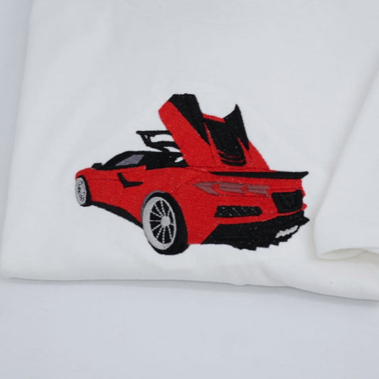Sports Car Custom T-Shirt - Red Car Embroidered Shirt - Perfect Auto Enthusiast Gift