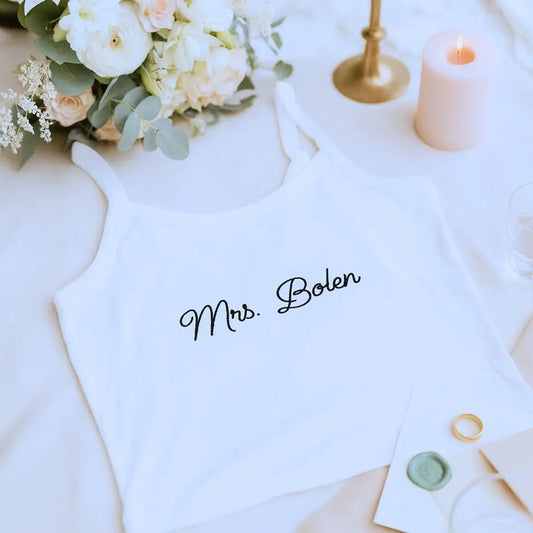 Custom Mrs. Pajama Set Tank & Jogger, Embroidered Bride Pajamas, Engagement Gift for Her, Bridal Shower Gift