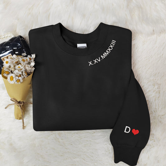 Personalized Roman Numeral Embroidery: Stylish Sweatshirt