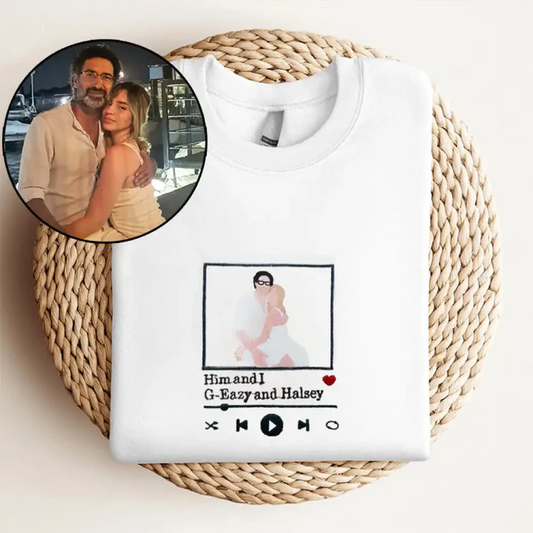 Sweatshirt gifts for couples, customized music player embroidered hoodies