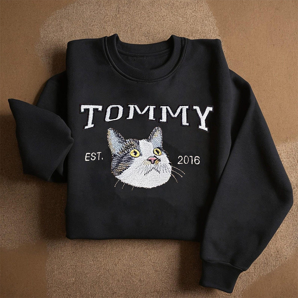 Custom Embroidered Hoodie/Sweatshirt With Pet Portrait