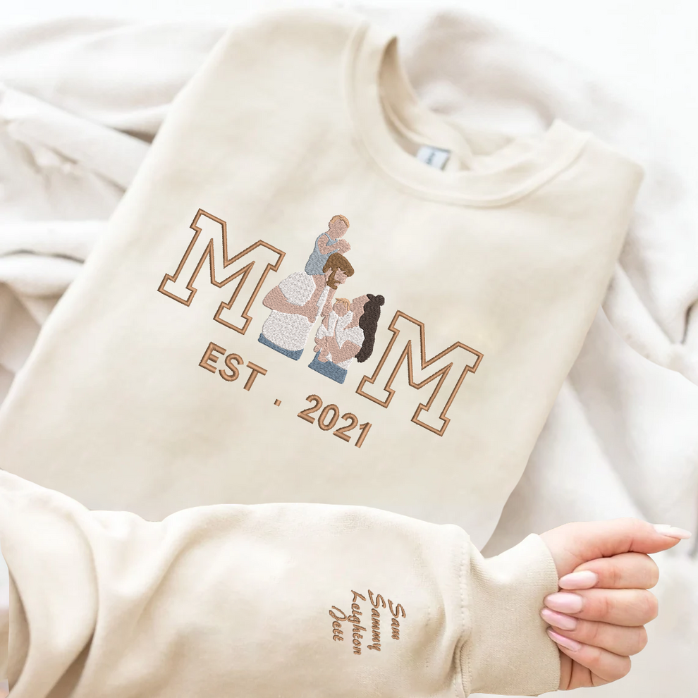 Personalized Embroidered Family Photo Hoodie Sweatshirt T-Shirt