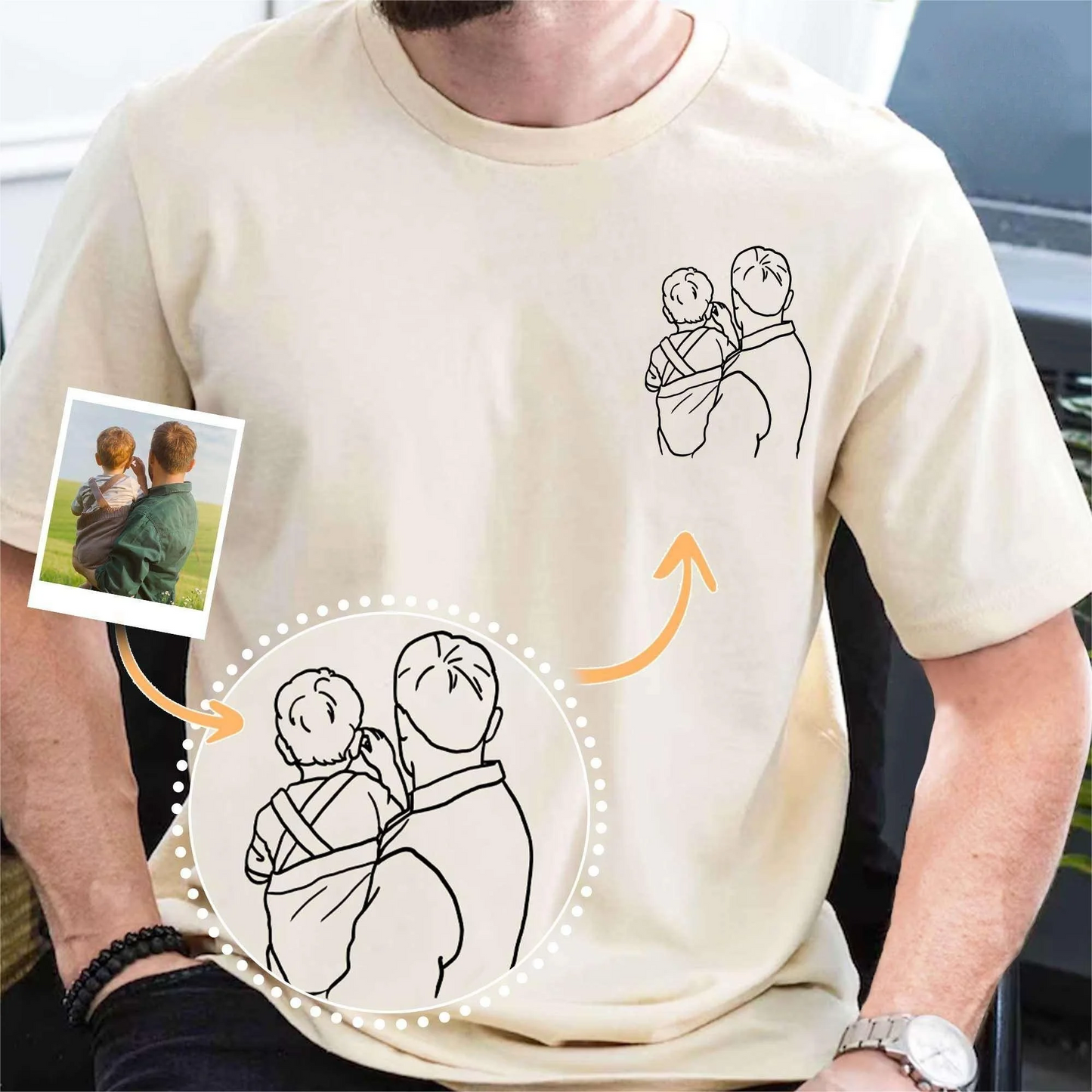 💖For Dad/Lover💖Custom Photo Shirt for Dad, Father's Day T-shirt, Personalized Dad Embroidery Shirt