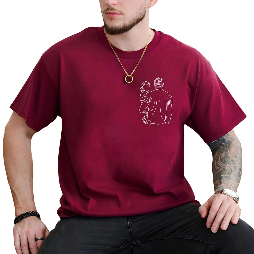 💖Personalized Embroidered Portrait Sweatshirt - Unique Gift for Dad - Custom Father and Son Hoodie, Couple Portrait