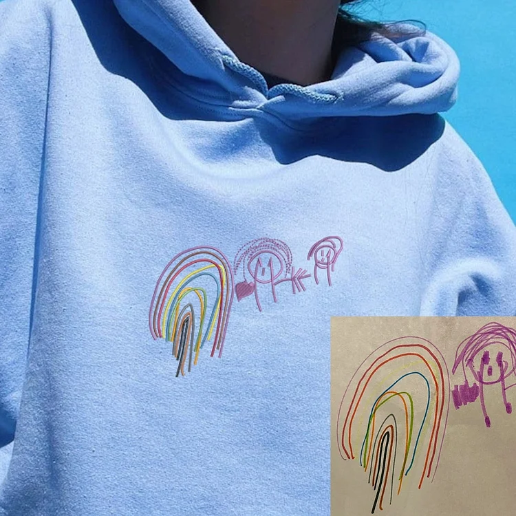 Custom Kids Drawing Sweatshirt – Personalized Art Hoodie, Unique Gift for Mom, Dad, or Grandparents