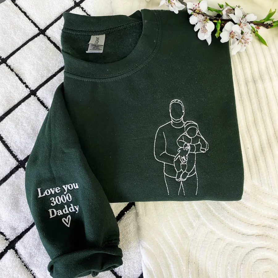 💖For Dad/Lover💖Custom Photo Shirt for Dad, Father's Day T-shirt, Personalized Dad Embroidery Shirt