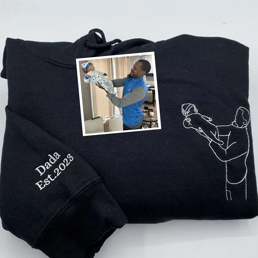 💖For Dad/Lover💖Custom Photo Shirt for Dad, Father's Day T-shirt, Personalized Dad Embroidery Shirt