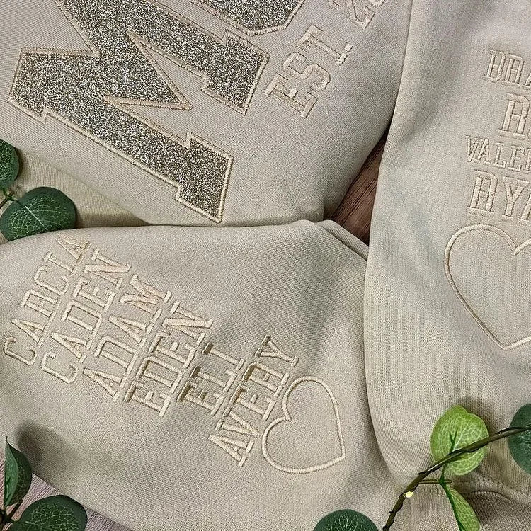 Custom Embroidered Applique Glitter Mama Sweatshirt