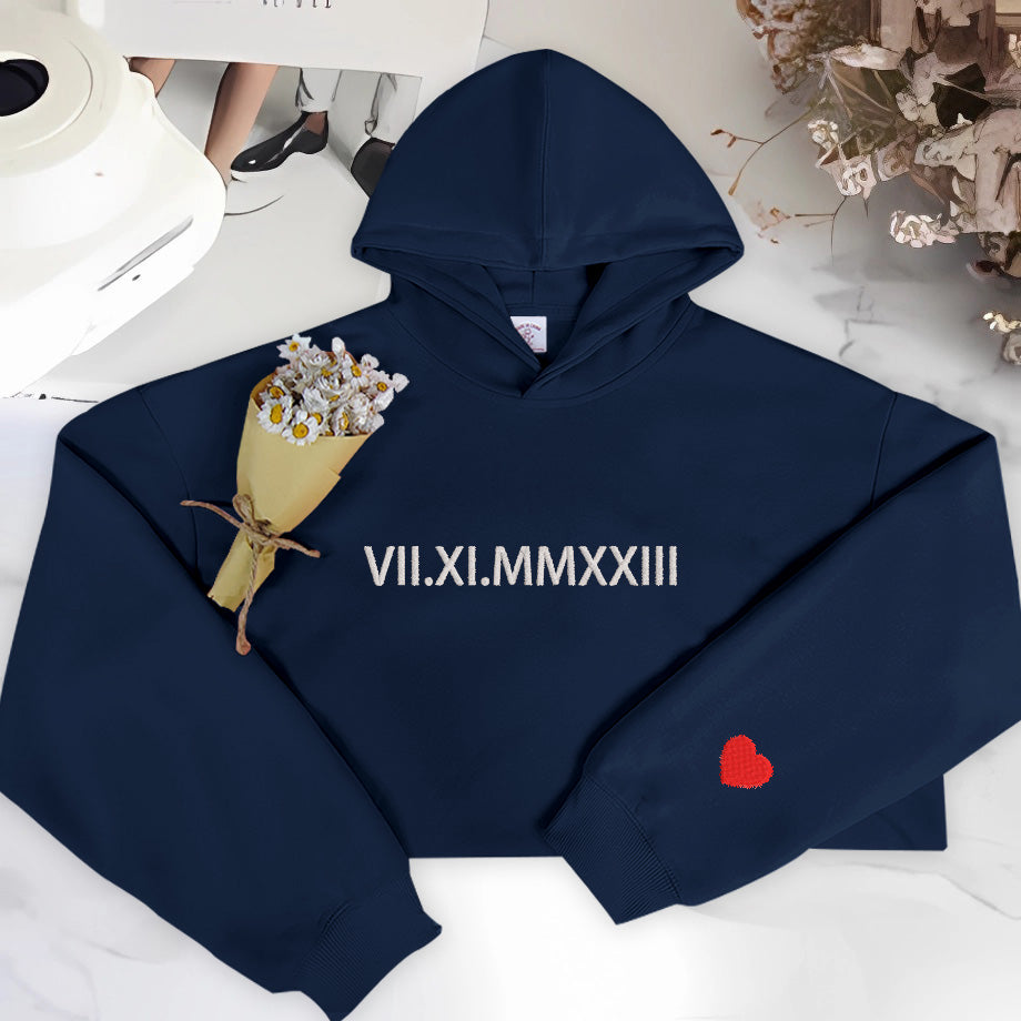 Elegant Roman Numerals: Custom Embroidered Hoodie
