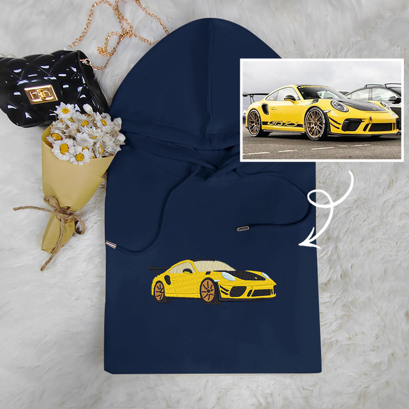Customize your car's portrait! Tailored Embroidered Hoodies for Automotive Lovers