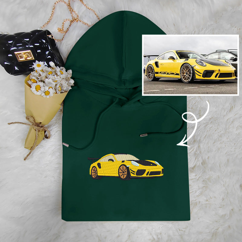 Customize your car's portrait! Tailored Embroidered Hoodies for Automotive Lovers