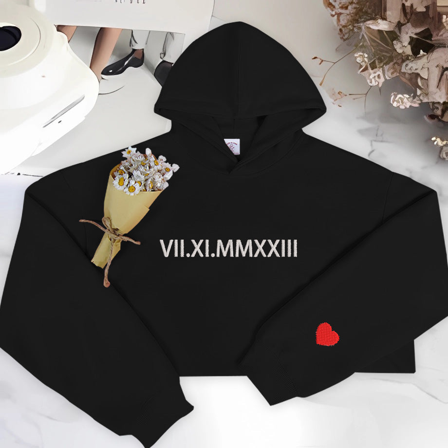 Elegant Roman Numerals: Custom Embroidered Hoodie