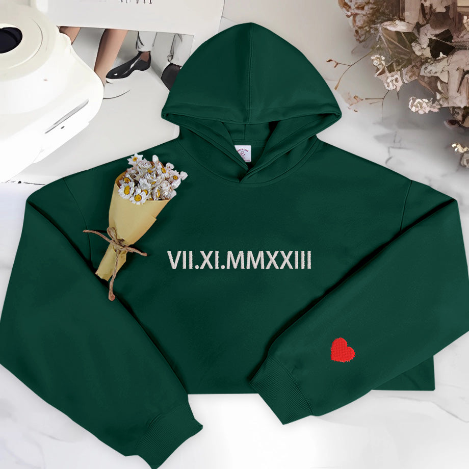 Elegant Roman Numerals: Custom Embroidered Hoodie