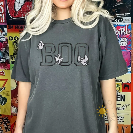 Embroidered Boo Ghosts Halloween Comfort colors Shirt